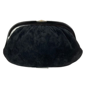Ruth Saltz Clutch Womens Vintage Black Velvet Pleated Clasp Bag‎ Formal Evening